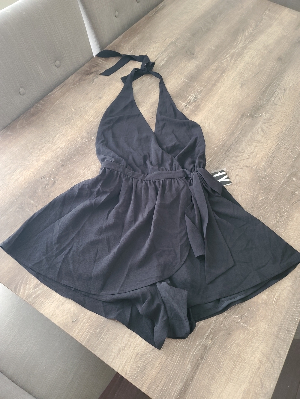HYFVE Black Halter Wrap Romper